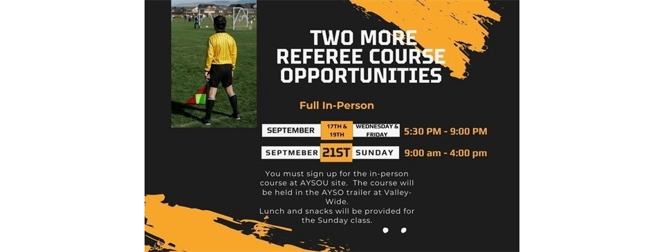 More Referee Trainings! Hemet-9/17, 19, 21