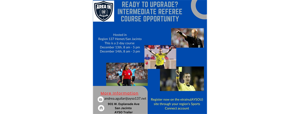 Intermediate Ref Training   (Dec 13 + 14)